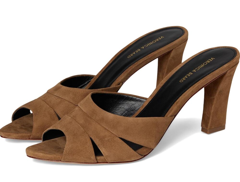 Veronica Beard Sandals 11M 42 Cassiel Hazelwood Brown Slide Suede Pointed Toe